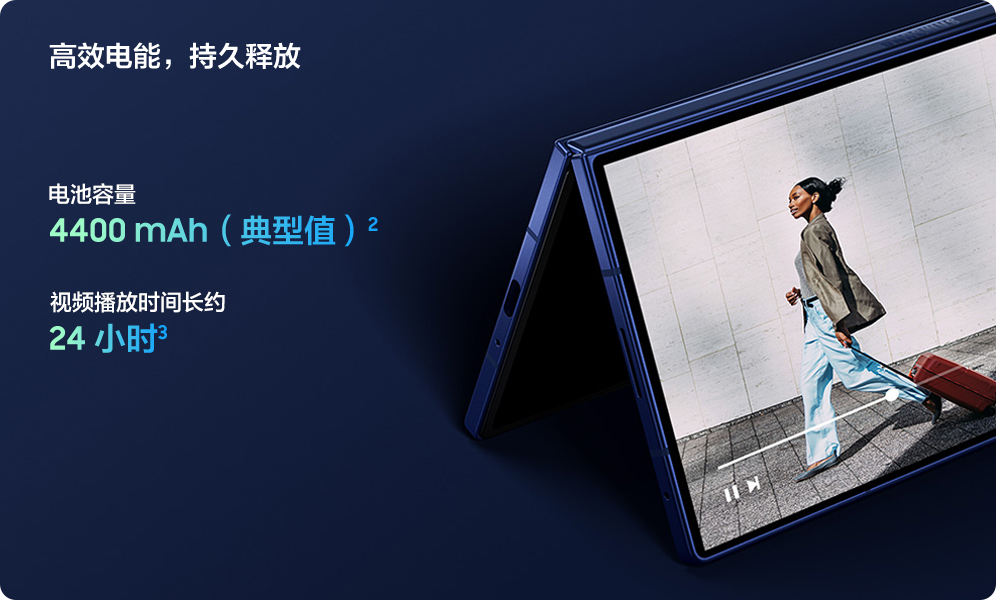 一段约3小时15分钟的长视频正在Galaxy Z Fold7外屏上流畅播放